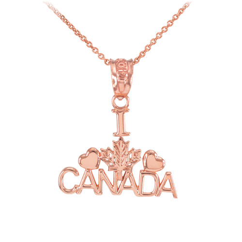 Polished Rose Gold I Love CANADA Pendant Necklace