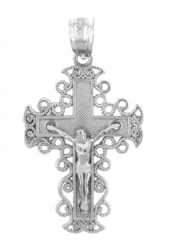 White Gold Crucifix Pendant - The Rejoice Crucifix