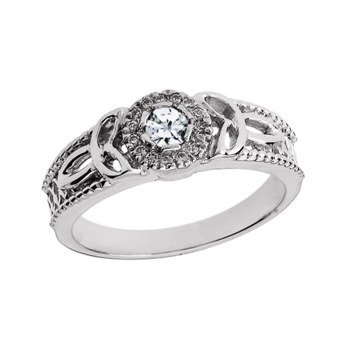 White Gold Ladies Diamond Trinity Knot Proposal Ring