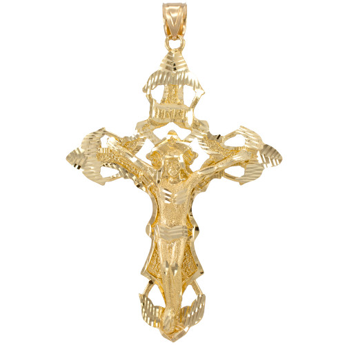 Solid Gold Extra Large Cross INRI Crucifix Pendant