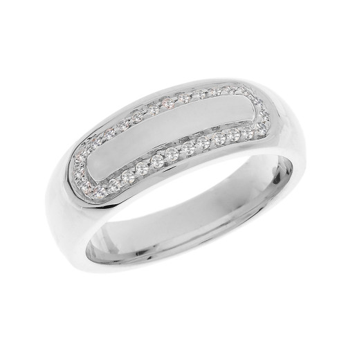 White Gold White CZ Men's Wedding Band