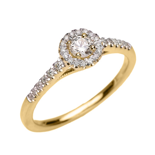 Yellow Gold Diamond Dainty Engagement Proposal Ring