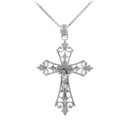 Sterling Silver Crucifix Pendant Necklace- The Worship Crucifix