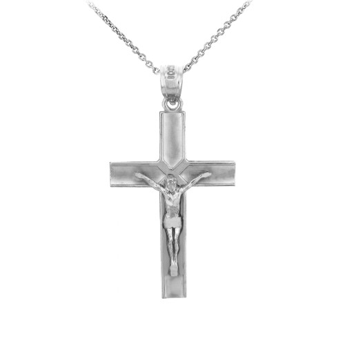 Sterling Silver Crucifix Pendant Necklace- The Redeemer Crucifix