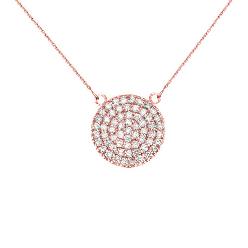 14K Rose Gold 0.5 Carat Diamond Micro-pave Circle (21 mm) Necklace