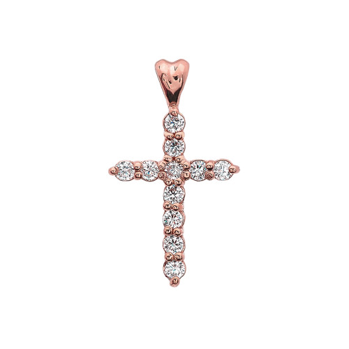 Rose Gold Elegant Cubic Zirconia (CZ) Cross Pendant Necklace