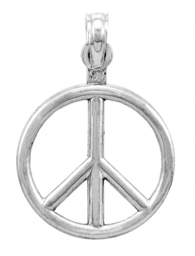 14K White Gold Peace Charm Pendant