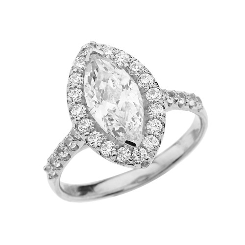 Sterling Silver Engagement/Proposal Ring With Marquise Cut Cubic Zirconia