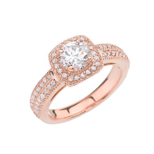Rose Gold Modern Halo Engagement/Proposal Ring