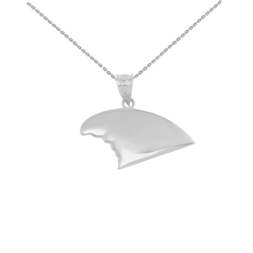 White Gold Shark Fin Pendant Necklace