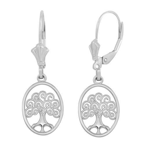 Sterling Silver Tree of Life Filigree Swirl Celtic Earring Set