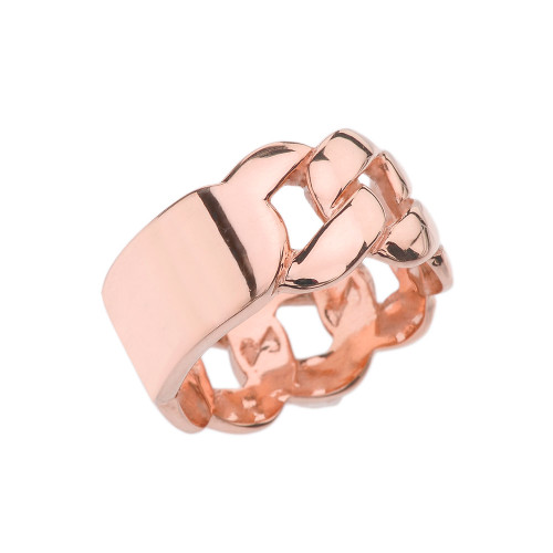 Rose Gold Personalized ID Engravable Cuban Link Band/Ring