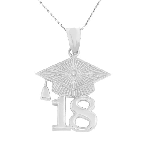 Sterling Silver 2018 Graduation Cap Pendant Necklace