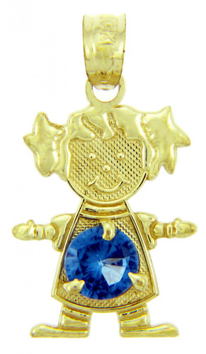 CZ Blue Sapphire September Girl Birthstone Charm