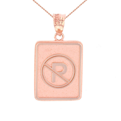 Rose Gold No Parking Street Traffic Sign Pendant Necklace