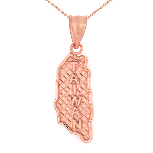 Solid Rose Gold Country of Taiwan Geography Pendant Necklace