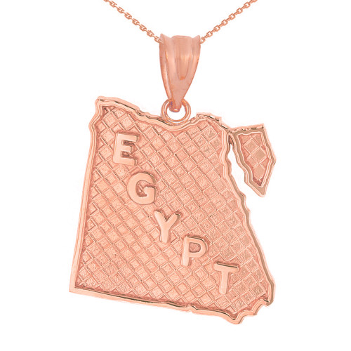 Solid Rose Gold Country of Egypt Geography Pendant Necklace