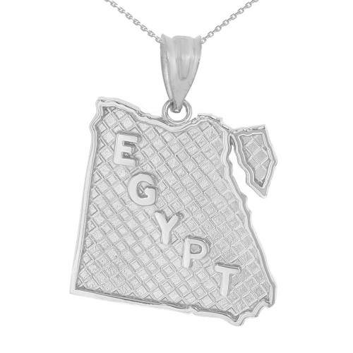 Solid White Gold Country of Egypt Geography Pendant Necklace