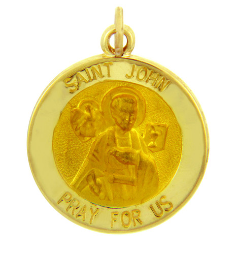 14K Gold Religious Pendants - The Saint John Pray For Us Yellow Gold Pendant