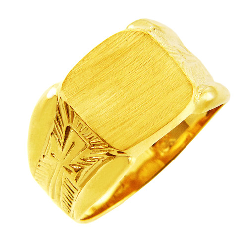 Men's Solid Gold Protector Signet Ring