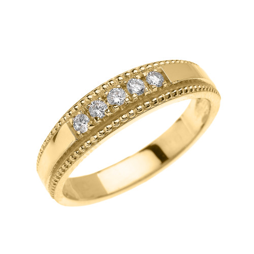 Yellow Gold Elegant Diamond Wedding Band Ring For Him