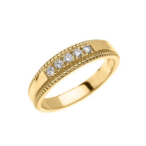 Yellow Gold Elegant Diamond Wedding Band Ring For Her