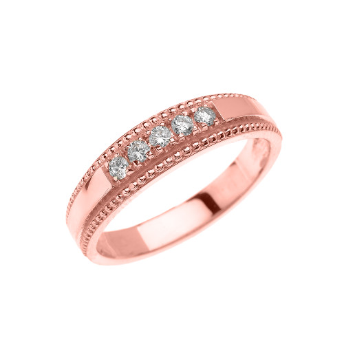 Rose Gold Elegant Cubic Zirconia Wedding Band Ring For Her