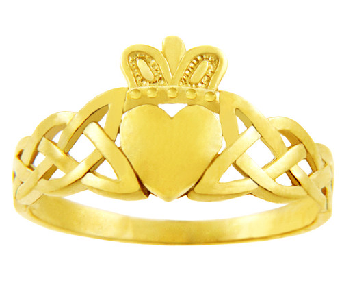 Gold Claddagh Rings - The Variation Yellow Gold Women's Claddagh Ring with Trinity Band
