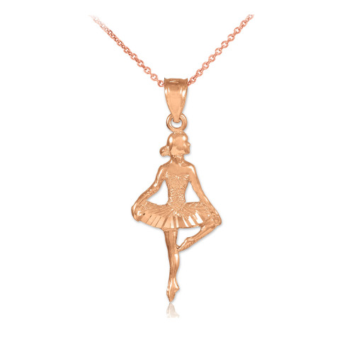 Rose Gold Ballet Dancer Pendant Necklace