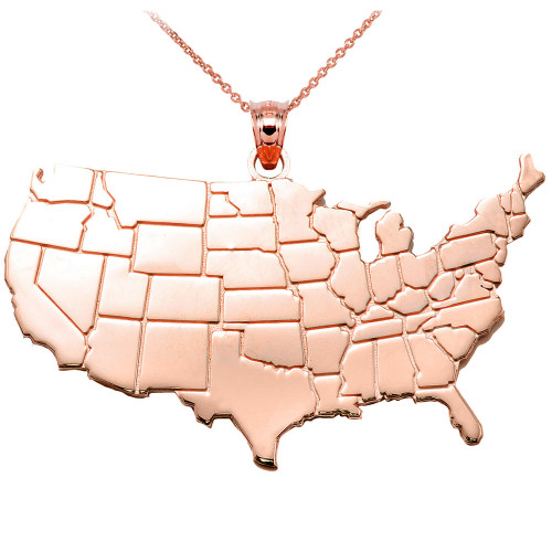 United States Map Rose Gold Pendant Necklace