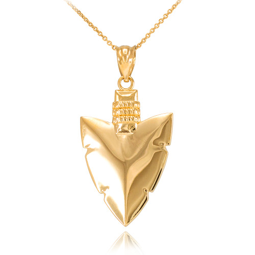 Polished Gold Arrowhead Pendant Necklace