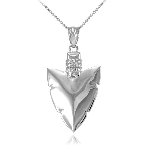 Polished Sterling Silver Arrowhead Pendant Necklace