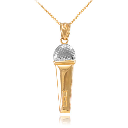Two-Tone Gold Microphone Pendant Necklace