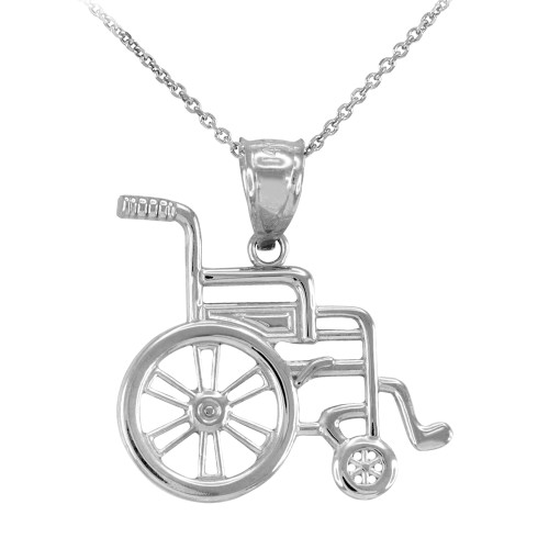 Sterling Silver Handicap Disability Awareness Wheelchair Pendant Necklace