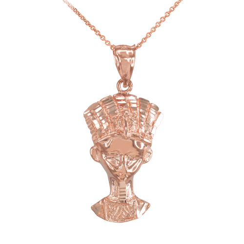 Rose Gold Egyptian Queen Nefertiti Pendant Necklace