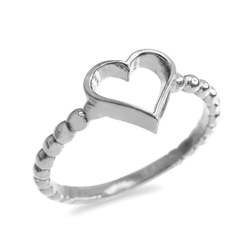 White Gold Classic Open Heart Ring