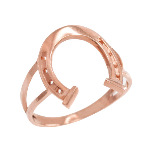 Rose Gold Classic Good Luck Horseshoe Ring