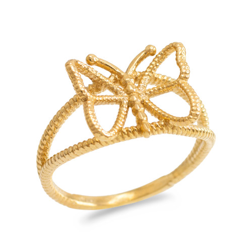 Gold  Open Design Butterfly Ring