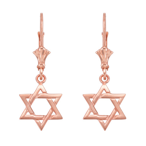 14k Rose Gold Star of David Earrings