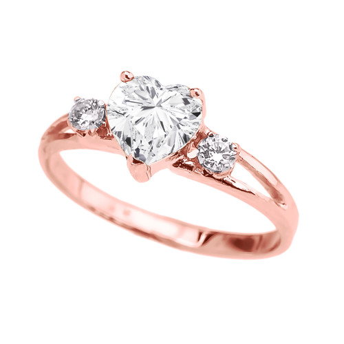 Rose Gold Cubic Zirconia Heart Proposal/Promise Ring