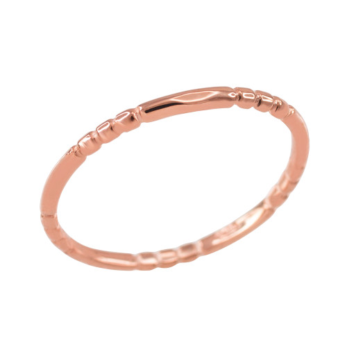 Rose Gold 1.3 mm Beaded Knuckle Band Ring