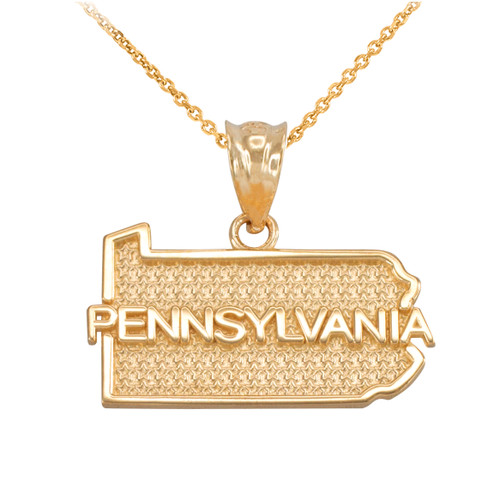 Yellow Gold Pennsylvania State Map Pendant