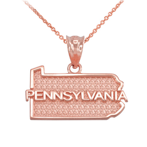 Rose Gold Pennsylvania State Map Pendant