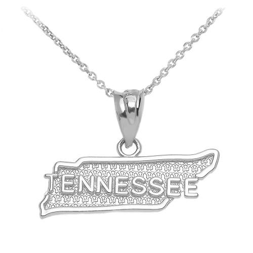 Sterling Silver Tennessee State Map Pendant Necklace