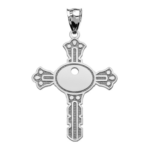 White Gold Unique Design Cross Key Pendant Necklace