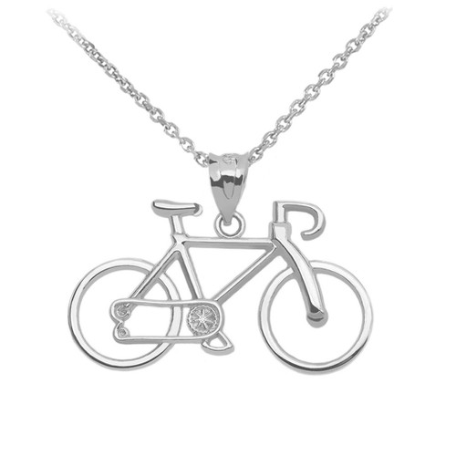 White Gold Bicycle Pendant Necklace