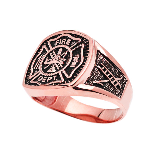 Bold Rose Gold Fire Department Maltese Cross Ring