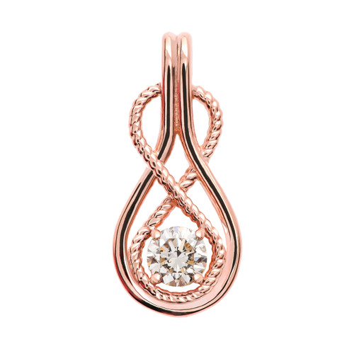 Infinity Rope April Birthstone Cubic Zirconia Rose Gold Pendant Necklace