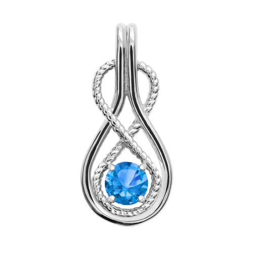 Infinity Rope December Birthstone Blue Topaz White Gold Pendant Necklace