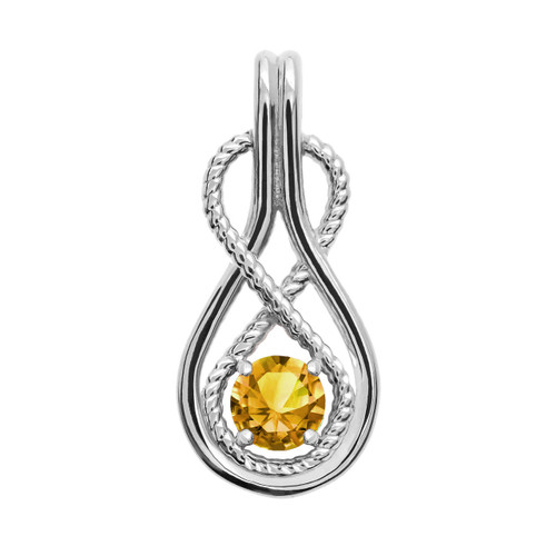 Infinity Rope November Birthstone Citrine White Gold Pendant Necklace